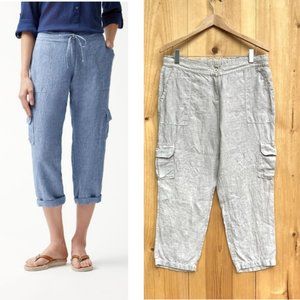 Tommy Bahama PalmBray Tan Linen Cargo Cropped Pants Sz Medium